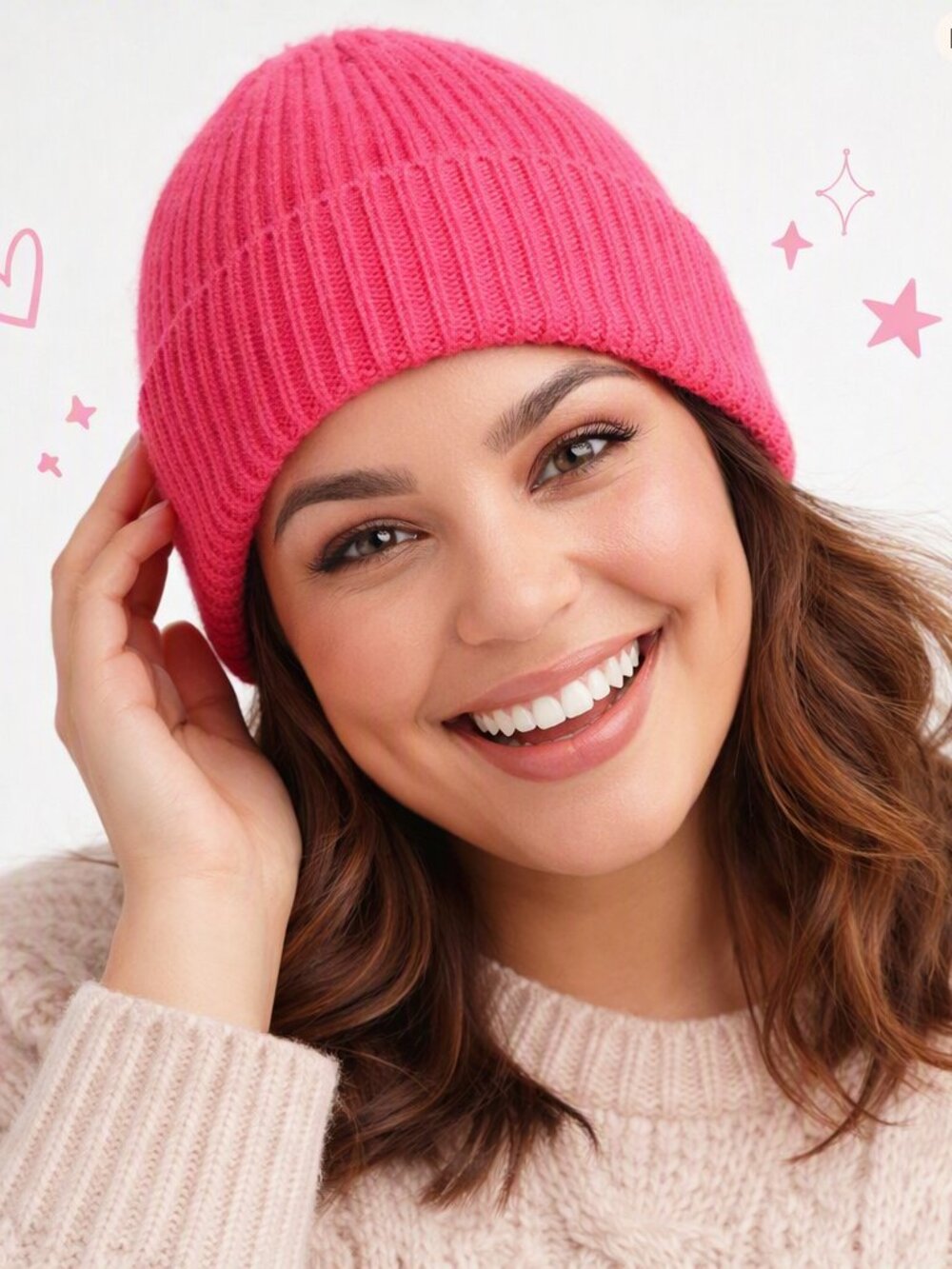 Lane Bryant Whimsical Pink Knit Hat • Cozy Soft Winter Beanie • NWT